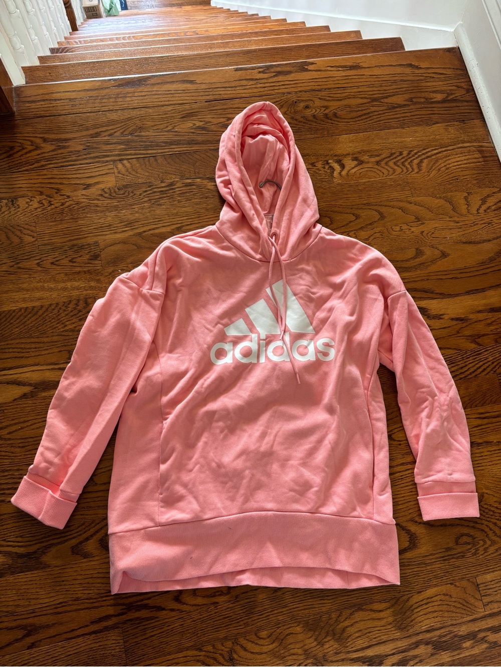 adidas Pink Pullover Hoodie with White Logo